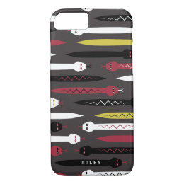 Red & Black Snake Pattern - Custom Name iPhone 8/7 Case