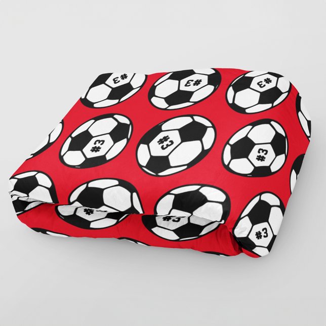 Red Black Soccer Ball Number Pattern Fleece Blanket (Creator Uploaded)