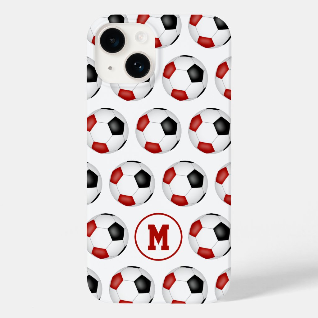 red black soccer balls sports pattern iPhone case