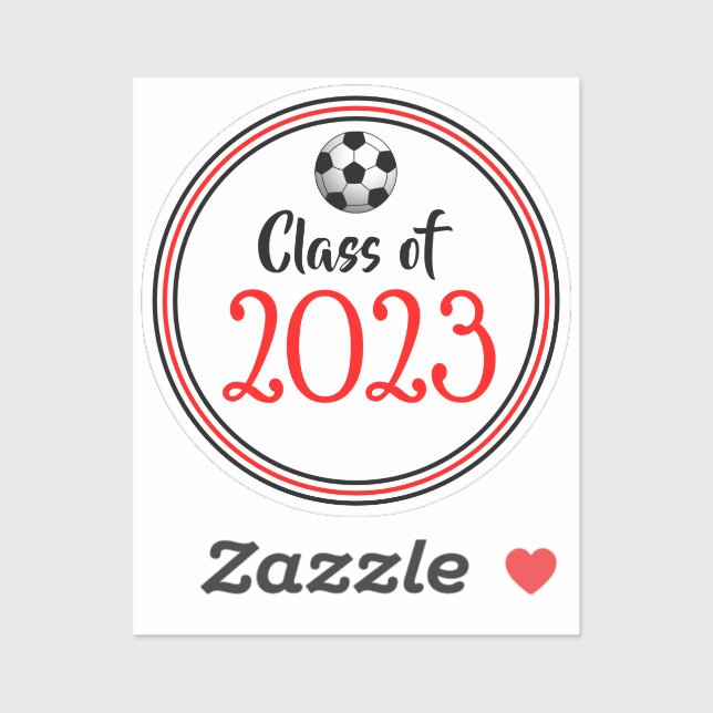 Red & Black Soccer Class Year Graduation Sticker (Sheet)