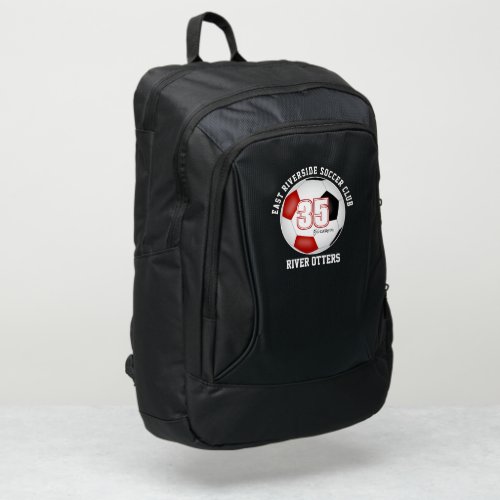 red black soccer club team colors kids port authority backpack