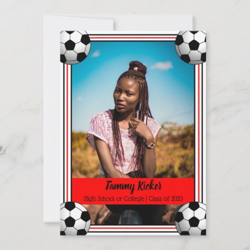 Red  Black Soccer Graduation Announcement