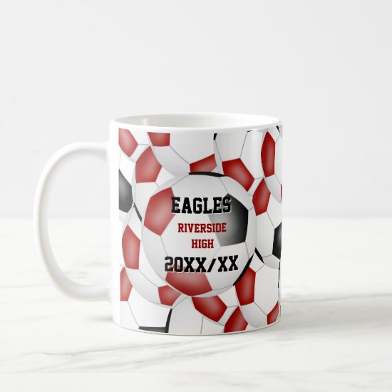 red black soccer school team colors coach gift coffee mug