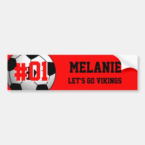 Red Black Soccer Team Bumper Sticker