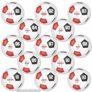 red black soccer team colors 13 players sticker