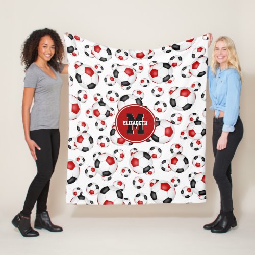 red black soccer team colors sporty boys girls fleece blanket