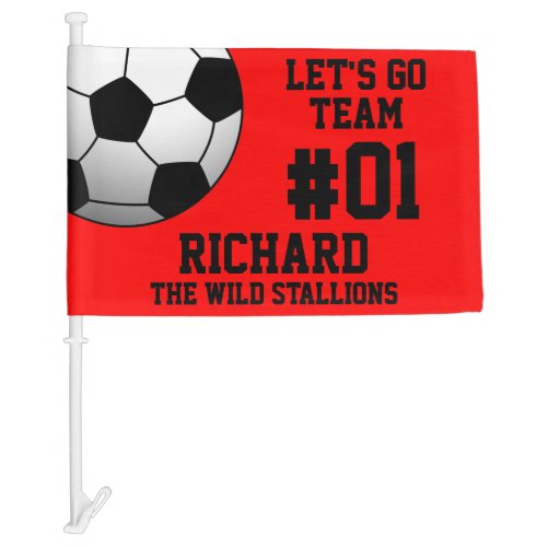 Red Black Soccer Team Spirit Car Flag