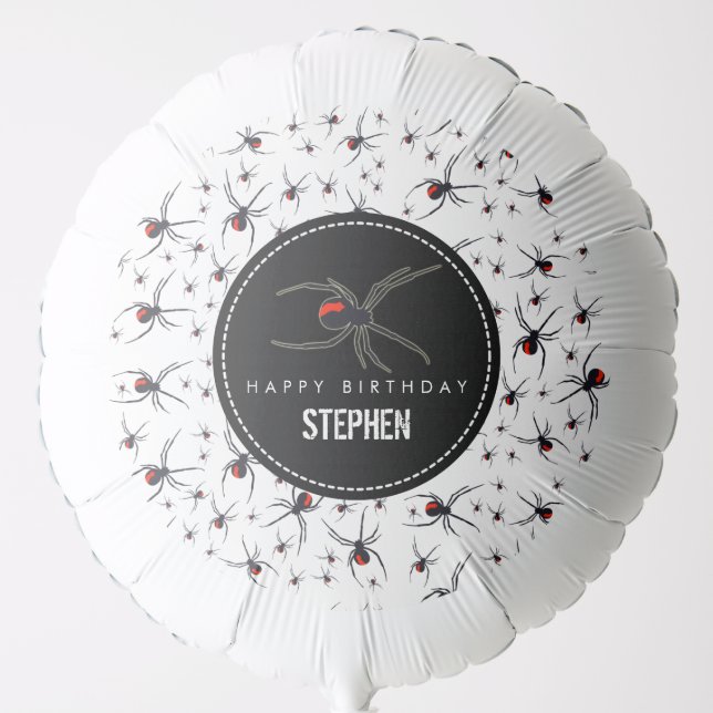 Red & Black Spider Birthday Party Theme Balloon (Front)