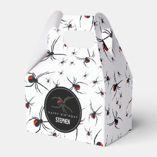 Red & Black Spider Birthday Party Theme Favor Boxes