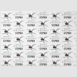 Red & Black Spider Birthday Party Theme & Name Tissue Paper