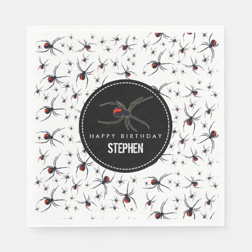 Red  Black Spider Birthday Party Theme Napkins