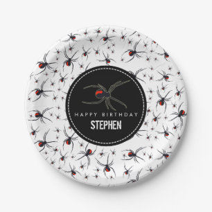 Red & Black Spider Birthday Party Theme Paper Plates