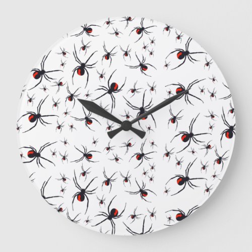 Red  Black Spider Pattern Large Clock