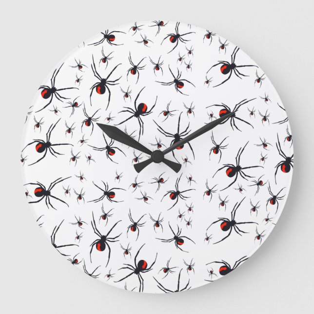 Red & Black Spider Pattern Large Clock (Front)