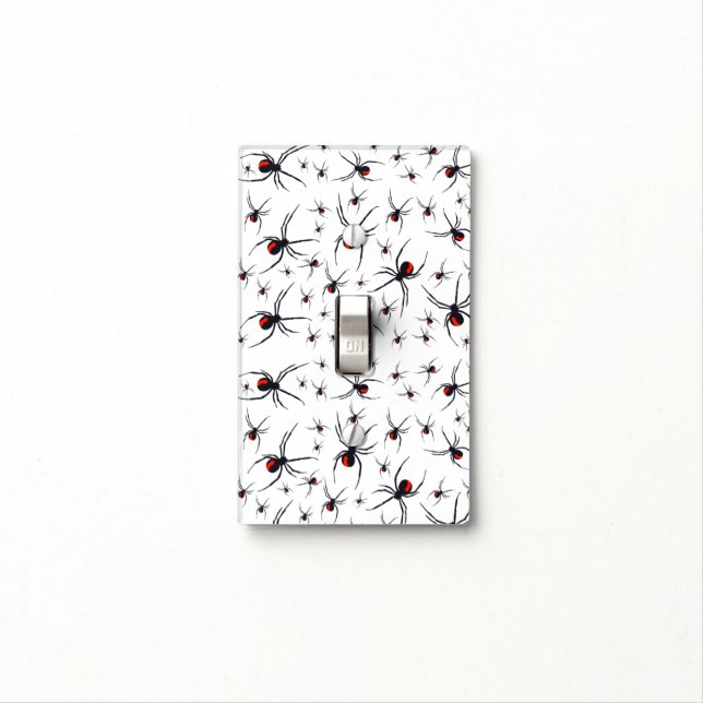 Red & Black Spider Pattern Light Switch Cover (In Situ)