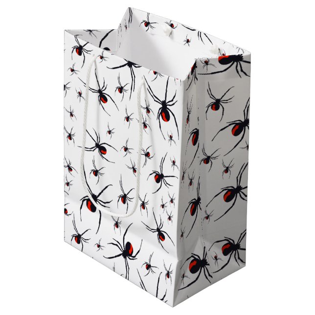 Red & Black Spider Pattern  Medium Gift Bag (Front Angled)