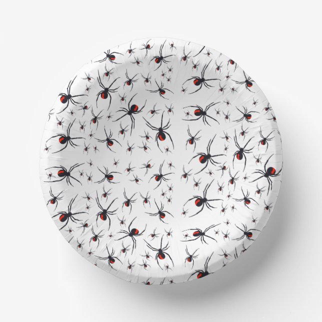 Red & Black Spider Pattern  Paper Bowls (Front)