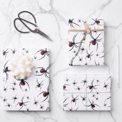 Red  Black Spider Pattern  Wrapping Paper Sheets