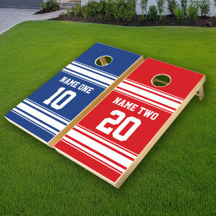 Red Black Sports Jersey - Can change colors Cornhole Set