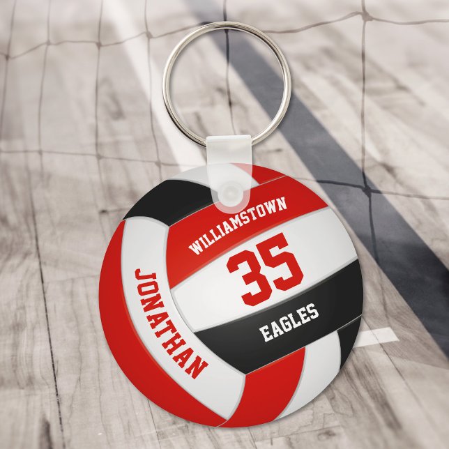 red black sports team colors boys girls volleyball keychain (Creator Uploaded)