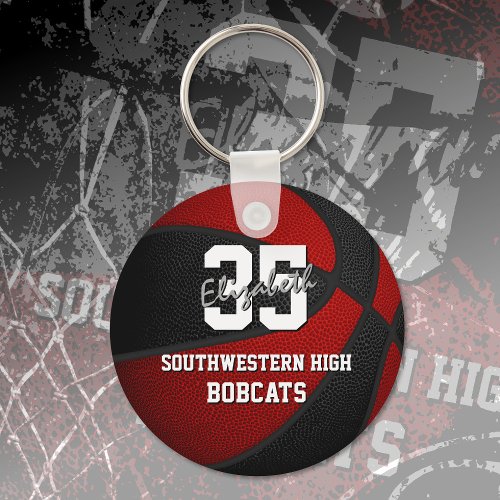 red black sports team colors gifts basketball keychain