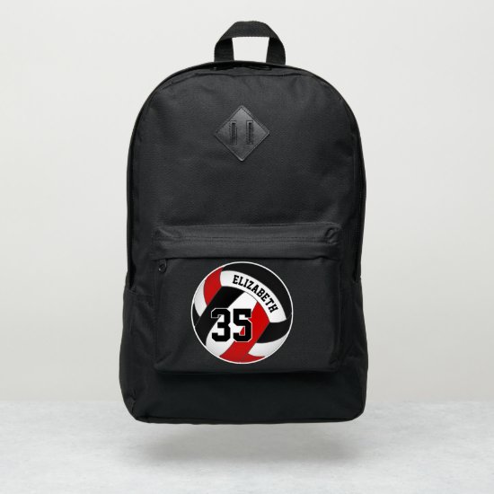 Red black sports team school colors volleyball port authority® backpack