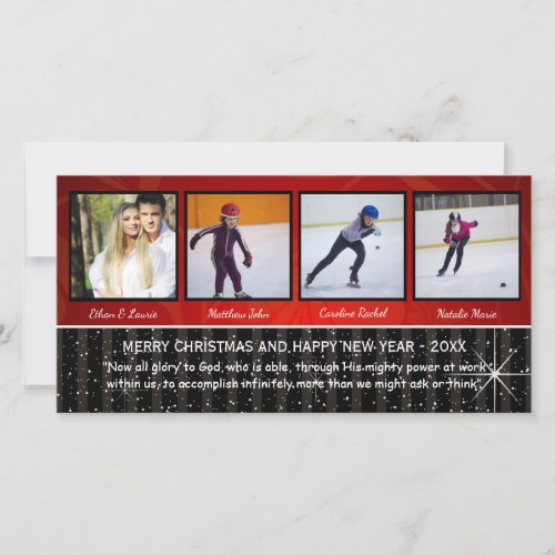 RedBlack Stars 4 Photos _ Christmas Photo Card