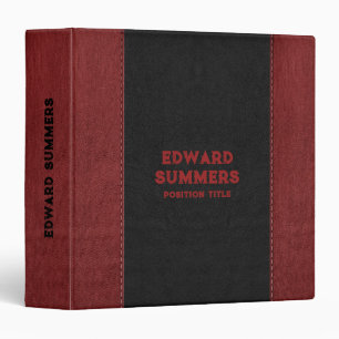 Red & Black Stitched Aged Vintage Leather Texture 3 Ring Binder