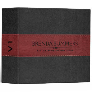 Red & Black Stitched Vintage Leather 3 Ring Binder