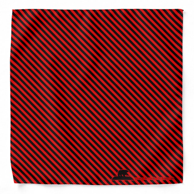 Red/Black Striped "Bear" Hanky Bandana (Front)