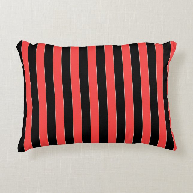 Red Black Stripes  Accent Pillow (Front)