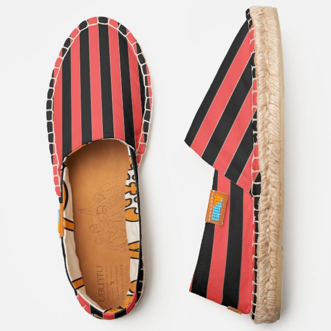 Red Black Stripes Espadrilles Shoes (Side)