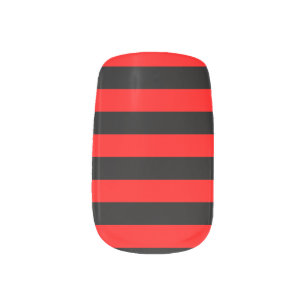 Red/Black Stripes Minx Nail Art