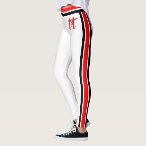 RedBlack Stripes on White Leggings