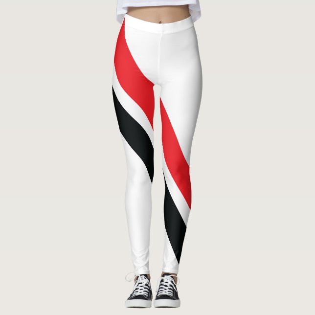 Red/Black Stripes on White Leggings 1 (Front)