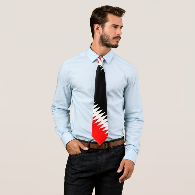 Red Black Stripes on White Neck Tie (In Situ)