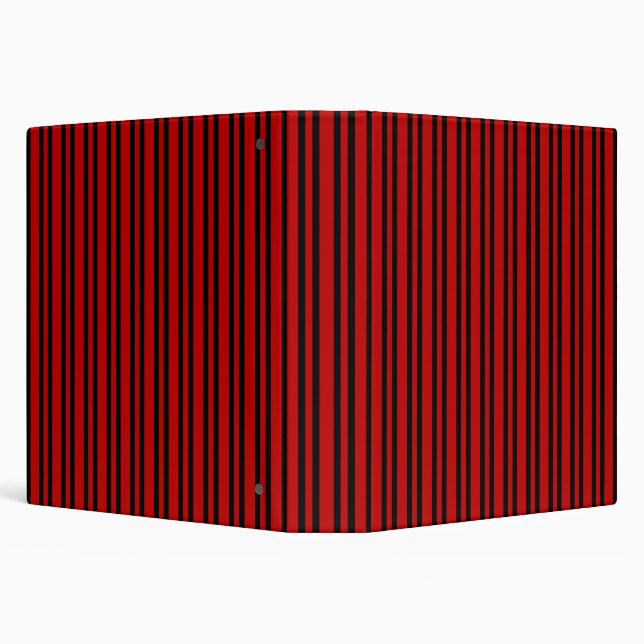 Red Black Stripes Pattern 3 Ring Binder (Background)