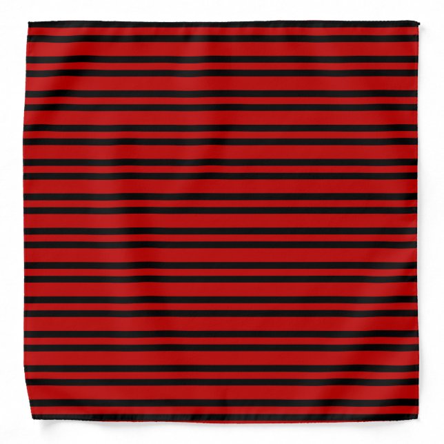 Red Black Stripes Pattern Bandana (Front)