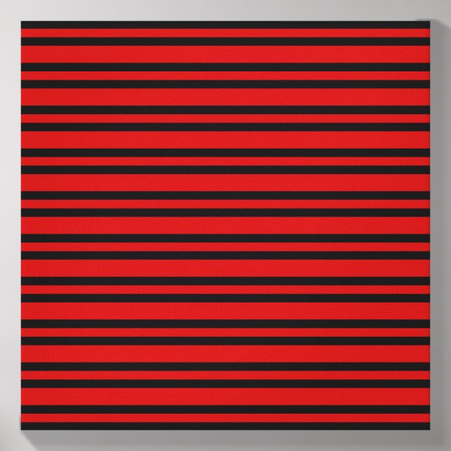 Red Black Stripes Pattern Canvas Photo Tile (Front Set)