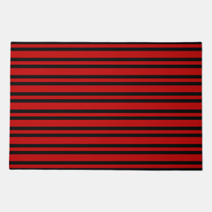 Red Black Stripes Pattern Doormat