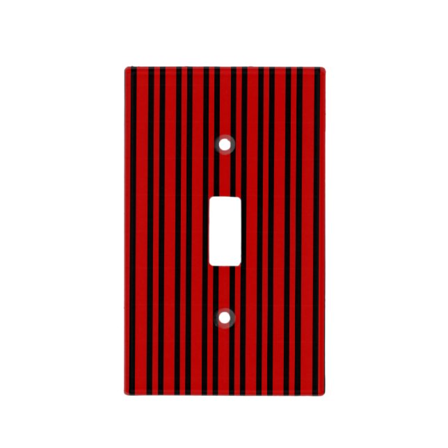 Red Black Stripes Pattern Light Switch Cover (Front)