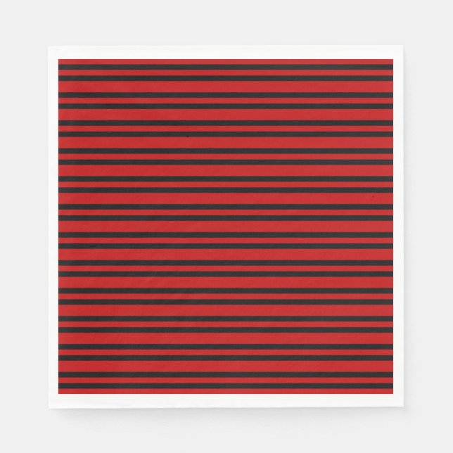 Red Black Stripes Pattern Napkins (Front)