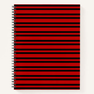 Red Black Stripes Pattern Notebook
