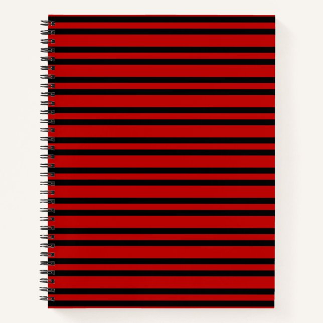 Red Black Stripes Pattern Notebook (Front)
