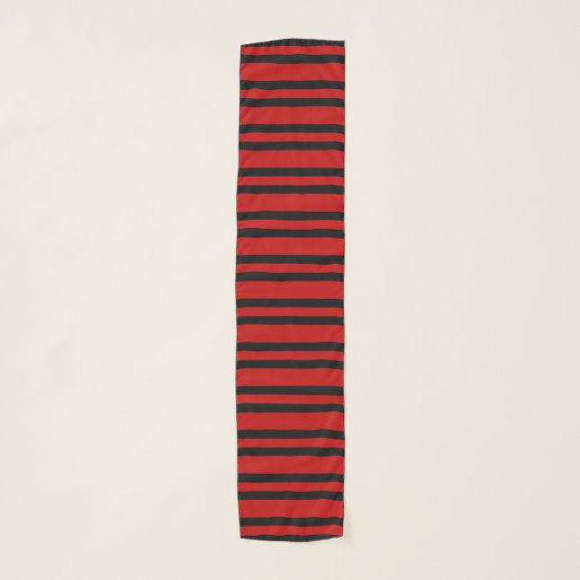 Red Black Stripes Pattern Scarf (Front)