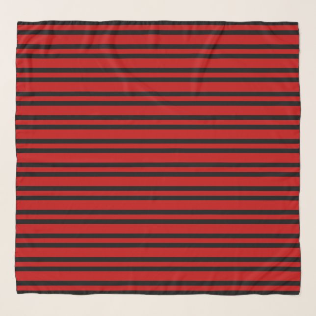 Red Black Stripes Pattern Scarf (Front)