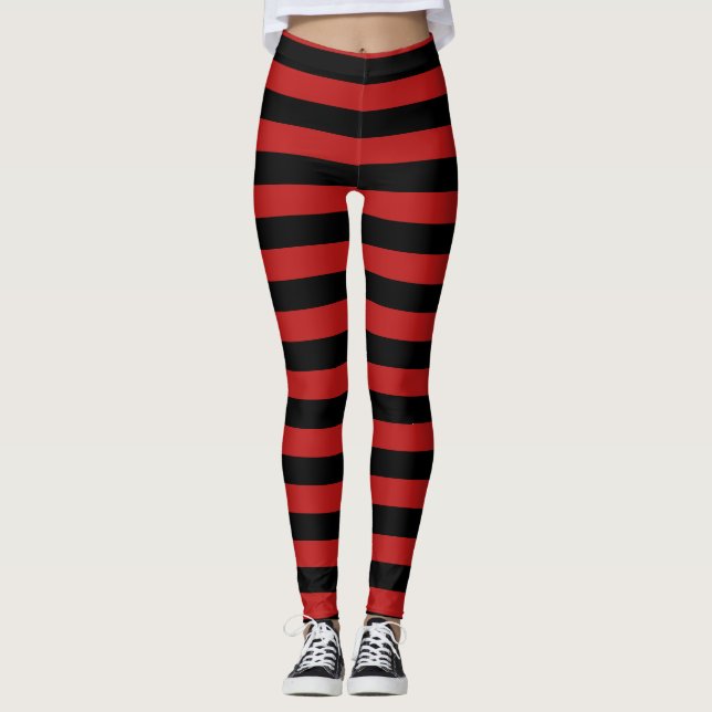 red black stripes pattern tights (Front)