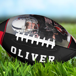 Red Black Stripes Player's Name and Photo Football