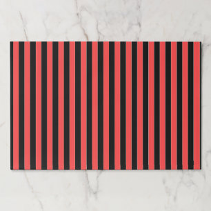 Red Black Stripes Tear-Away Disposable Placemats