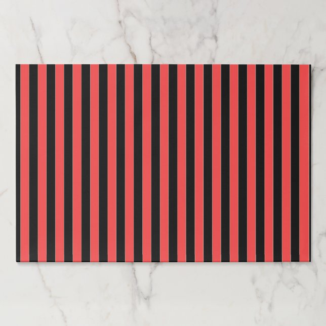 Red Black Stripes Tear-Away Disposable Placemats (Front)